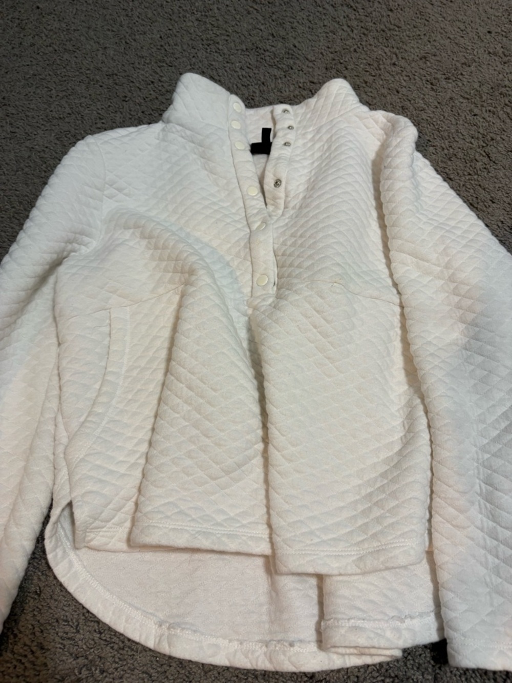 bobeau White Quilted Snap-Front Pullover